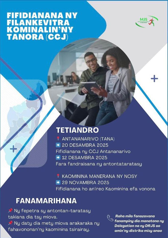 FIFIDIANANA ny Filankevitry ny Tanora eo anivon’ny Kaominina (CCJ) eto Antananarivo
